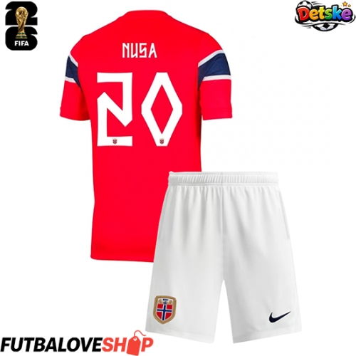 Dres Nórsko Antonio Nusa #20 Domáci pre deti MS 2026 Krátky Rukáv (+ trenírky)